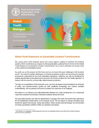 Global Youth Statement on Livestock Transformation