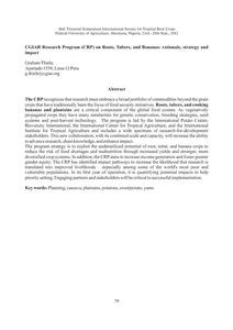 CGIAR research program (CRP) on roots, tubers, and bananas: Rationale, strategy and impact.