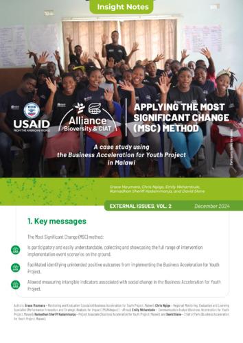Applying the Most Significant Change (MSC) methods: A case study using the Business Acceleration for Youth Project in Malawi