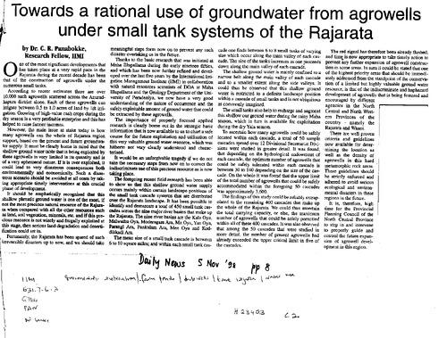 Towards a rational use of groundwater from agrowells under small tank systems of the Rajarata