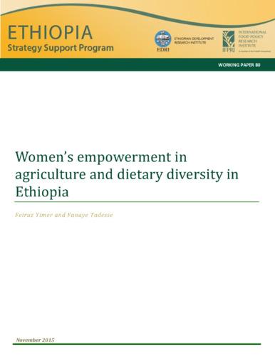 Women’s empowerment in agriculture and dietary diversity in Ethiopia