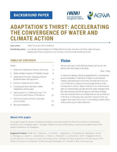 Adaptation’s thirst: accelerating the convergence of water and climate action. Background paper prepared for the 2019 report of the Global Commission on Adaptation