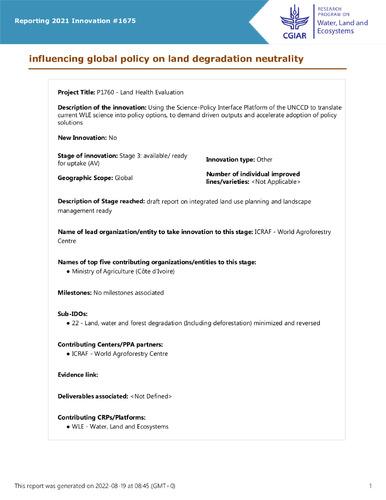 influencing global policy on land degradation neutrality