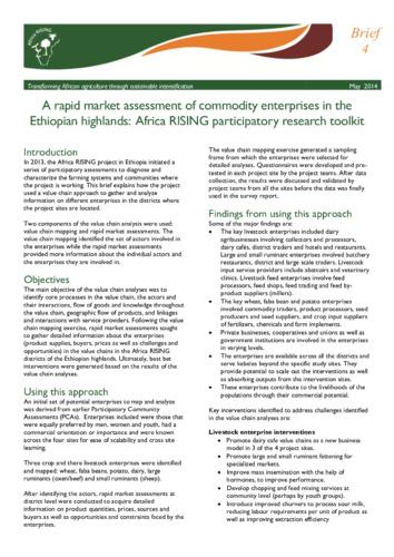 A rapid market assessment of commodity enterprises in the Ethiopian highlands: Africa RISING participatory research toolkit