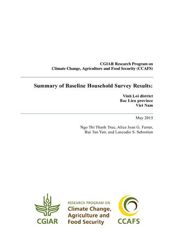 Summary of Baseline Household Survey Results: Vinh Loi district Bac Lieu province Viet Nam