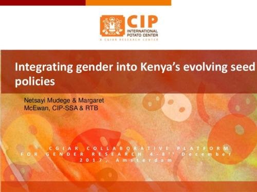 Integrating gender into Kenya - evolving seed policies