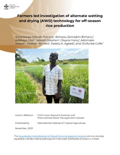 Farmers led investigation of alternate wetting and drying (AWD) technology for off-season rice production
