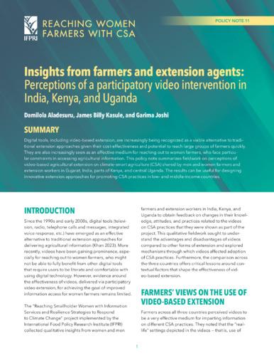 Insights from farmers and extension agents: Perceptions of a participatory video intervention in India, Kenya, and Uganda