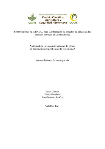 Contribuciones de la EASAC para la integración de aspectos de género en las políticas públicas de Centroamérica