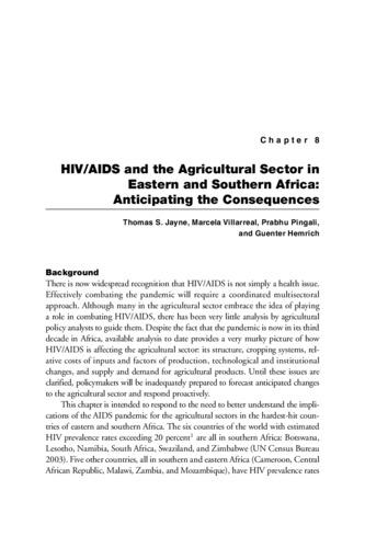 HIV/AIDS and the Agricultural Sector in Eastern and Southern Africa: Anticipating the Consequences