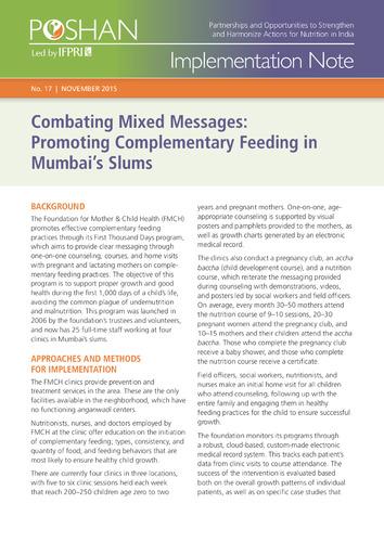 Combating mixed messages: Promoting complementary feeding in Mumbai’s slums
