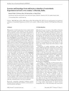 Lessons and learnings from mid-term evaluation of watersheds: experiences in God's own country' of Kerala, India