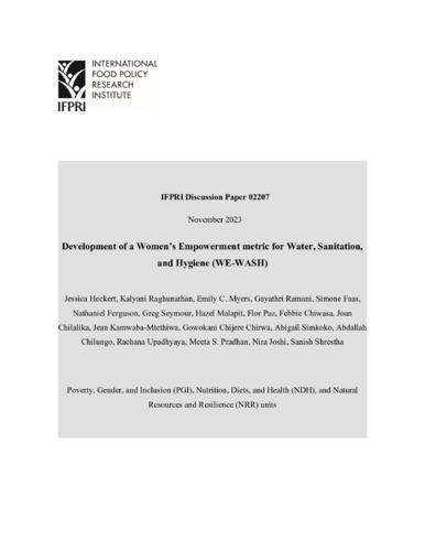 Development of a Women’s Empowerment metric for Water, Sanitation, and Hygiene (WE-WASH)