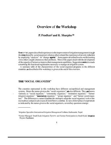 Overview of the workshop