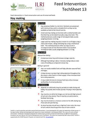 Techfit feed intervention: Hay making