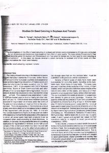 Studies On Seed Coloring In Soybean And Tomato