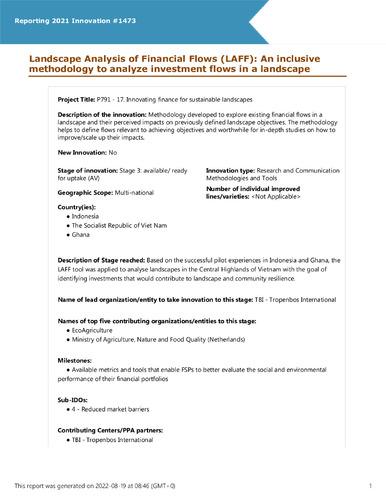 Landscape Analysis of Financial Flows (LAFF): An inclusive methodology to analyze investment flows in a landscape