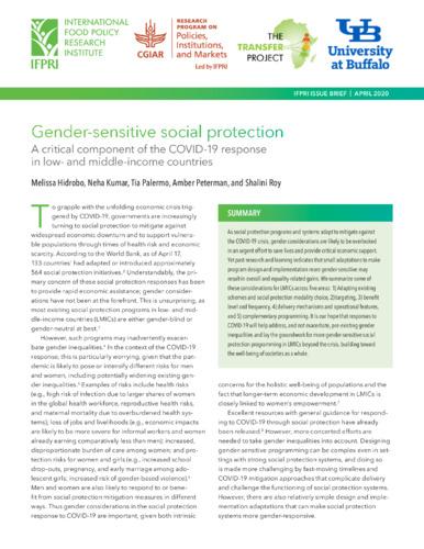 Gender-sensitive social protection: A critical component of the COVID-19 response in low- and middle-income countries