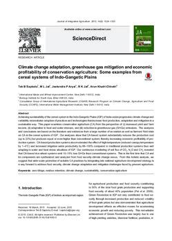 Climate change adaptation, greenhouse gas mitigation and economic profitability of conservation agriculture: some examples from cereal systems of Indo-Gangetic plains