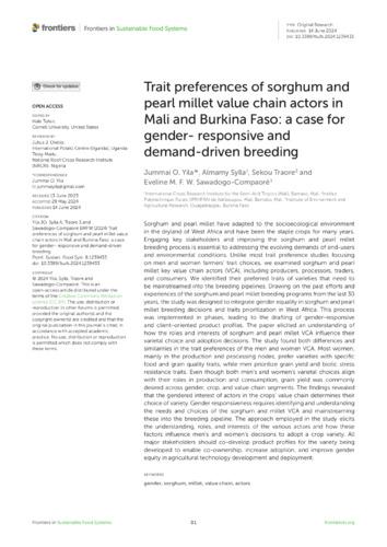 Trait preferences of sorghum and pearl millet value chain actors in Mali and Burkina Faso: a case for gender- responsive and demand-driven breeding