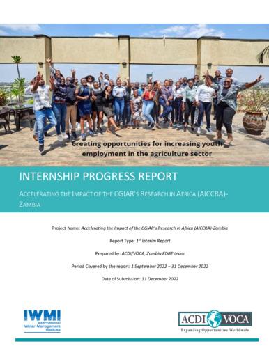 Internship Report: Creating Opportunities for Increasing Youth Employment in the Agriculture Sector