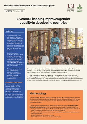 Livestock keeping improves gender equality in developing countries