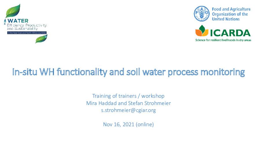 In-situ WH functionality and soil water process monitoring