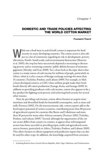 Domestic and trade policies affecting the world cotton market
