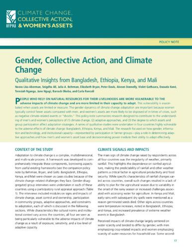 Gender, collective action, and climate change: Qualitative insights from Bangladesh, Ethiopia, Kenya, and Mali