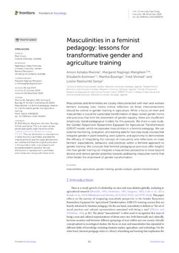 Masculinities in a feminist pedagogy: lessons for transformative gender and agriculture training