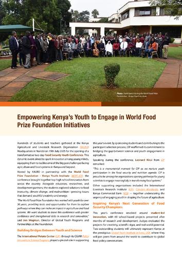 Empowering Kenya’s youth to engage in World Food Prize Foundation initiatives