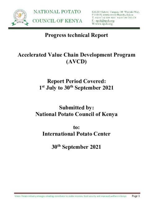 2021 Third Quarter Technical Report - AVCD Project Partner NPCK Report