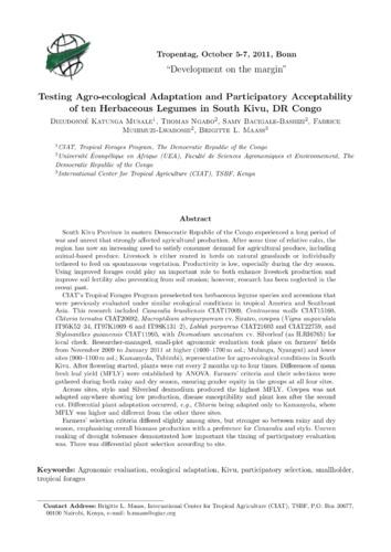 Testing Agro-ecological adaptation and participatory acceptability of ten herbaceous legumes in south Kivu, DR Congo