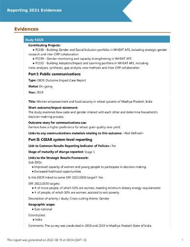 Women empowerment and food security in wheat systems of Madhya Pradesh, India