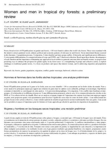 Women and men in tropical dry forests: a preliminary review