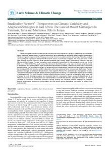 Smallholder Farmers’ Perspectives on Climatic Variability and Adaptation Strategies in East Africa: The Case of Mount Kilimanjaro in Tanzania, Taita and Machakos Hills in Kenya