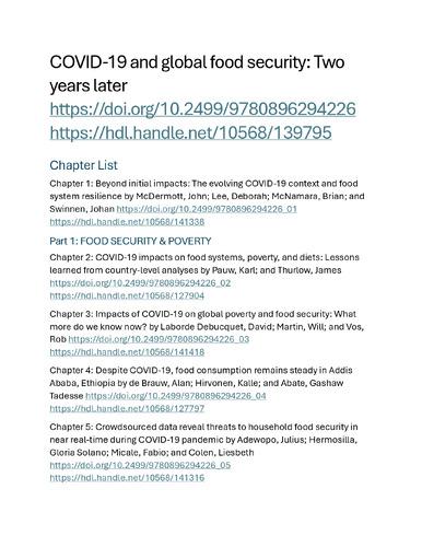 COVID-19 and global food security: Two years later