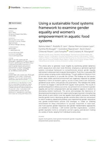 Using a sustainable food systems framework to examine gender equality and women’s empowerment in aquatic food systems