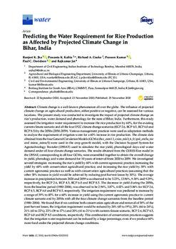 Predicting the water requirement for rice production as affected by projected climate change in Bihar, India