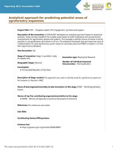 Analytical approach for predicting potential areas of agroforestry expansion