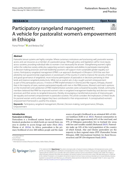 Participatory rangeland management: A vehicle for pastoralist women’s empowerment in Ethiopia