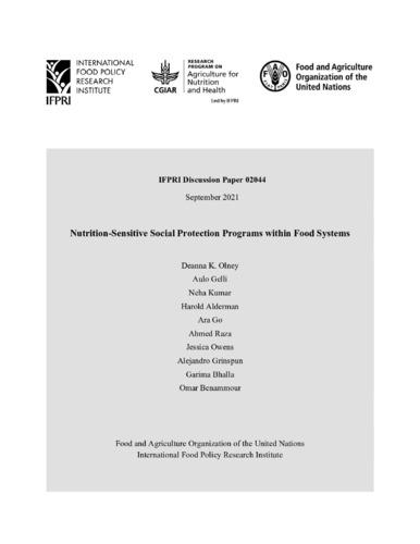 Nutrition-sensitive social protection programs within food systems