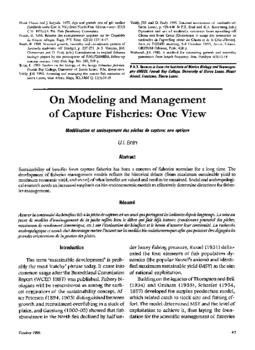 On modelling and management of capture fisheries: one view