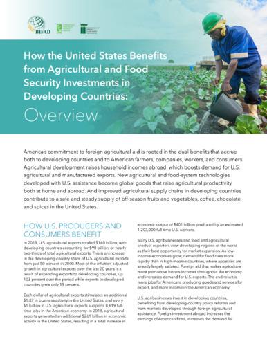 How the United States benefits from agricultural and food security investments in developing countries