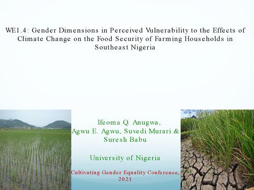 WE1.4: Gender dimensions in perceived vulnerability to the effects of climate change on household food security among farming households in Southeast Nigeria