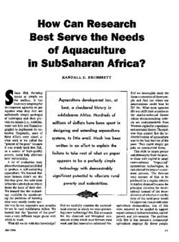 How can research best serve the needs of aquaculture in subsaharan Africa?
