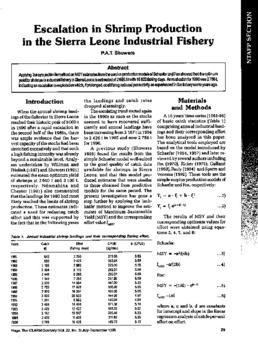 Escalation in shrimp production in the Sierra Leone industrial fishery