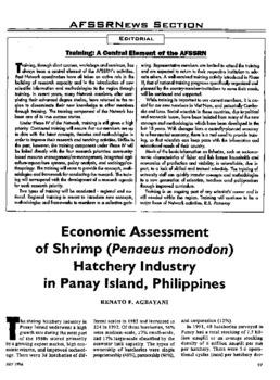 Economic assessment of shrimp (Penaeus monodon) hatchery industry in Panay Island, Philippines