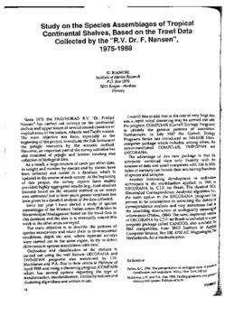 Study on the species assemblages of tropical continental shelves, based on the trawl data collected by the