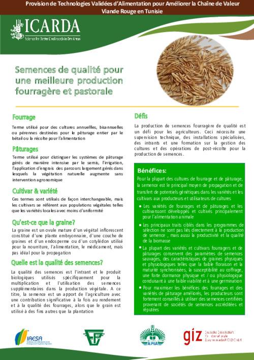 Semences de qualité pour une meilleure production fourragère et pastorale